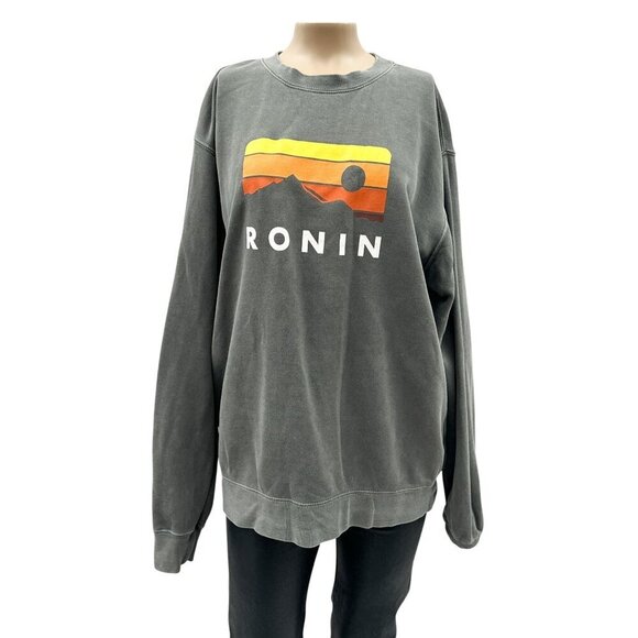 RONIN Graphic Oversized Sweatshirt Gray Independent Trading  Long Sleeve Size M - Picture 1 of 9